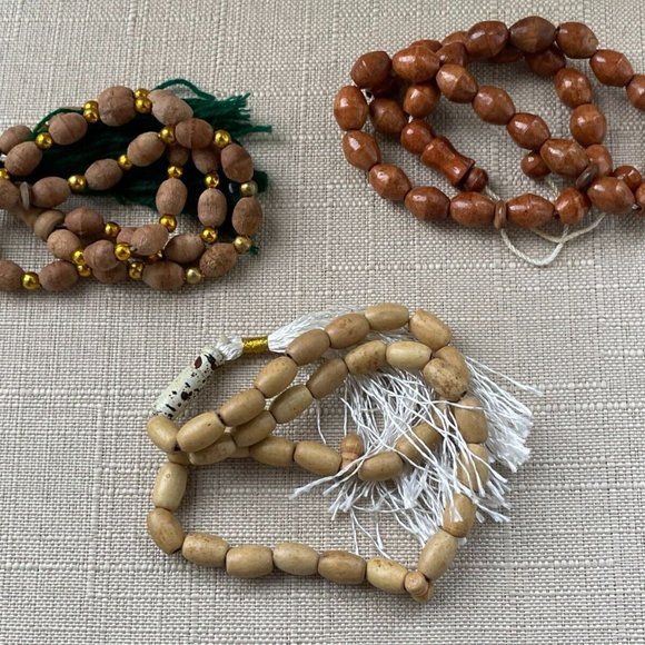 Tasbeeh Lot of 3 Prayer Beads Muslim Tasbeh Real Wood Handmade Beads - Picture 2 of 9